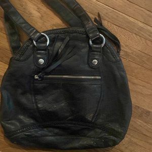 LUCKY BRAND BLACK LEATHER HANDBAG PURSE
